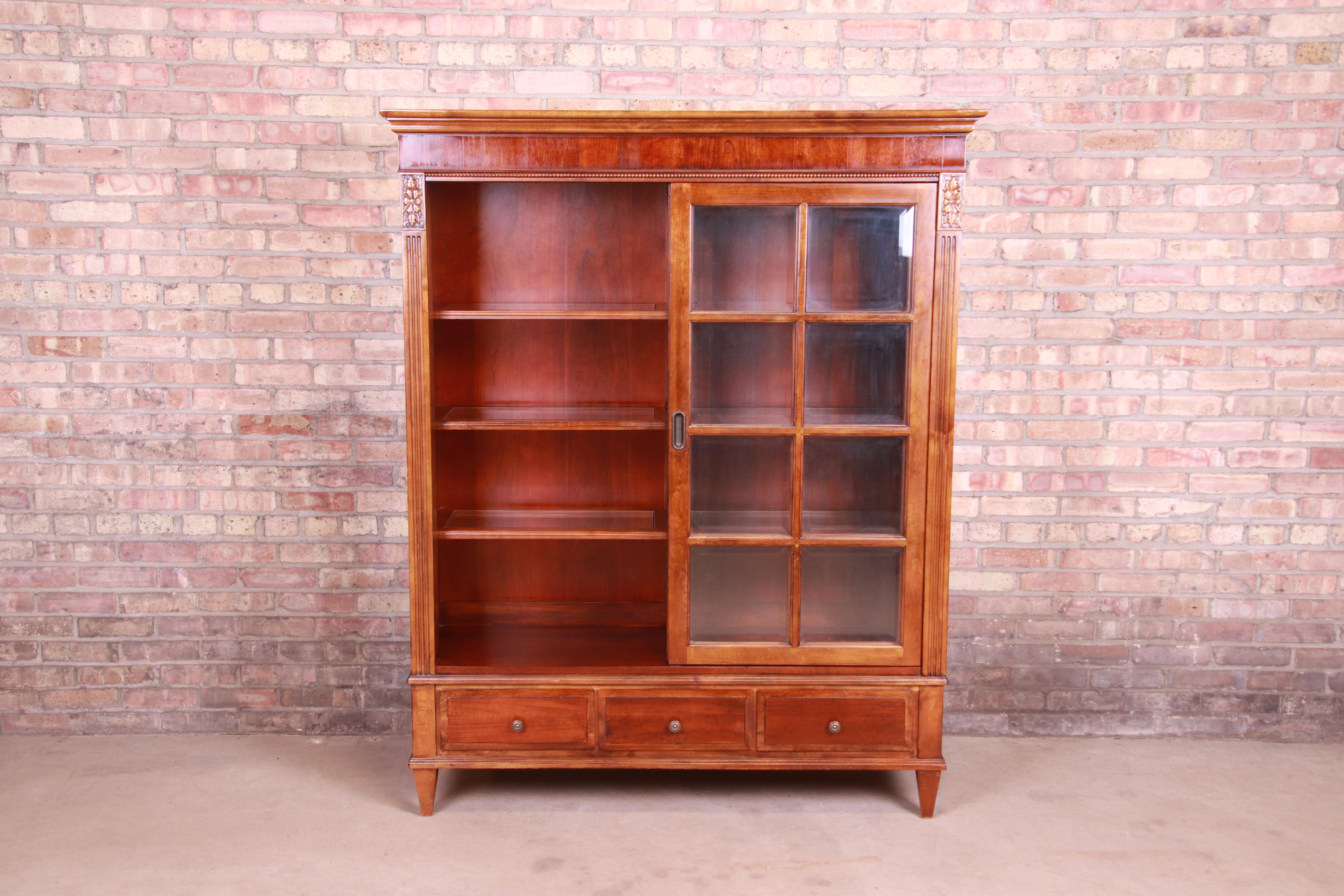 Ethan Allen French Regency Cherry Wood Lighted Bookcase or Display Cabinet 2
