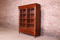 Ethan Allen French Regency Cherry Wood Lighted Bookcase or Display Cabinet
