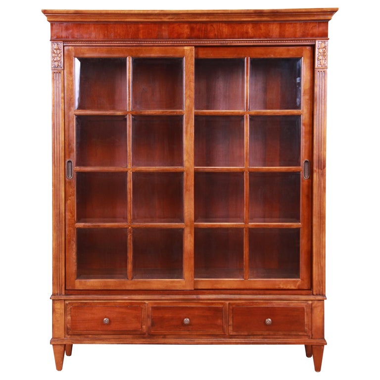 Ethan Allen French Regency Cherry Wood Lighted Bookcase or Display