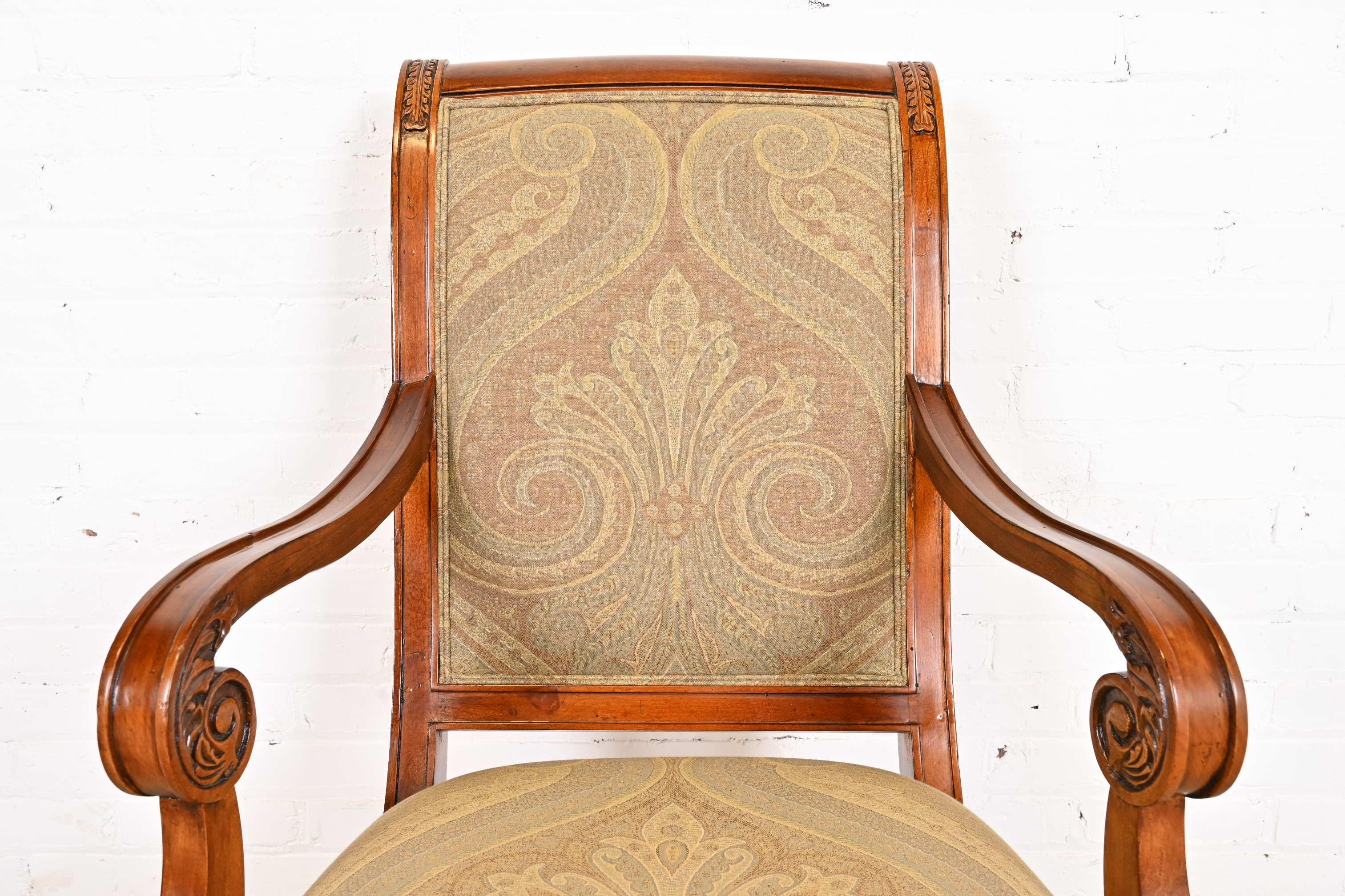 French Regency Louis XVI Cherry Wood Upholstered Dining Chairs 6