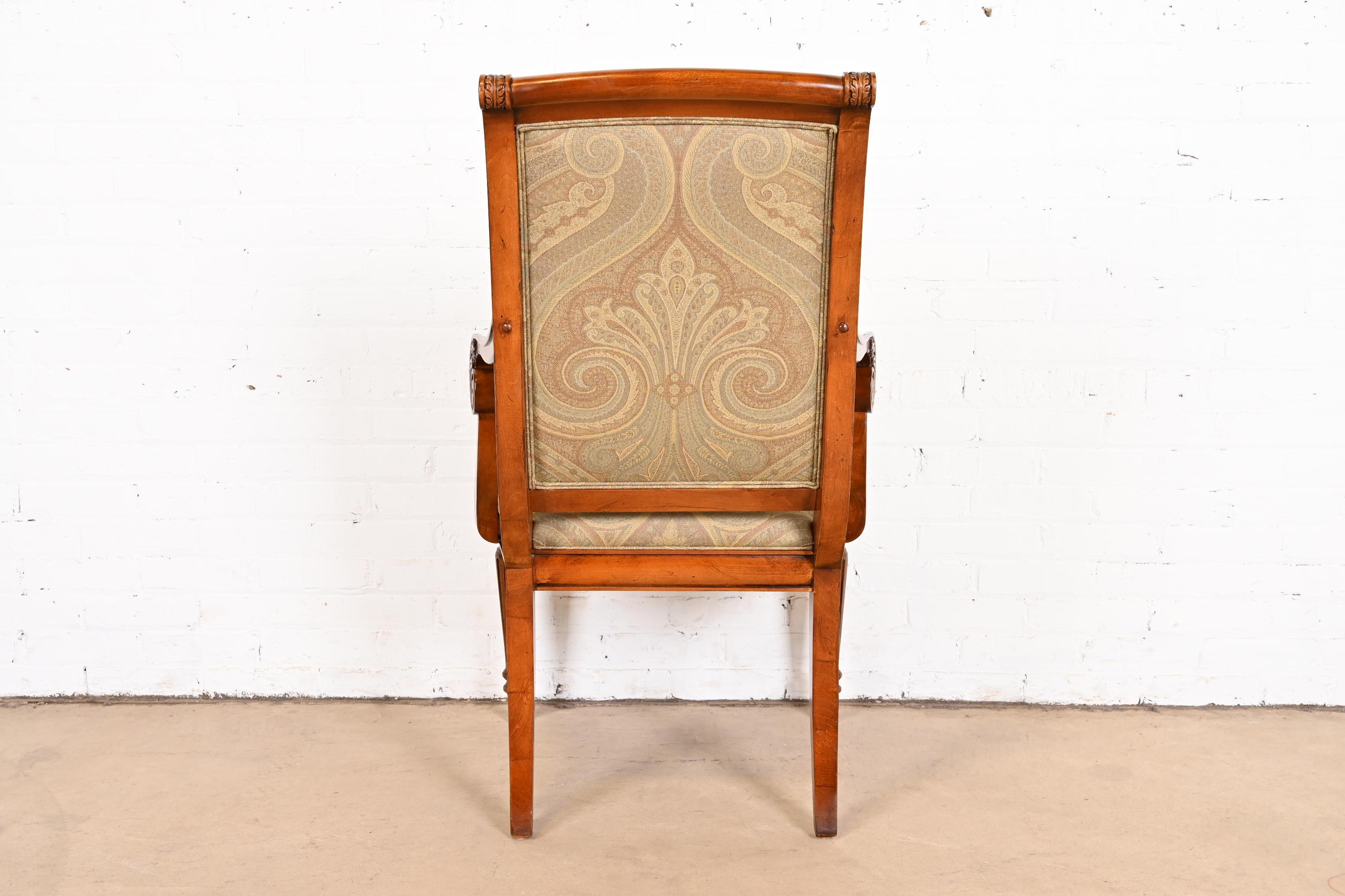 French Regency Louis XVI Cherry Wood Upholstered Dining Chairs 9