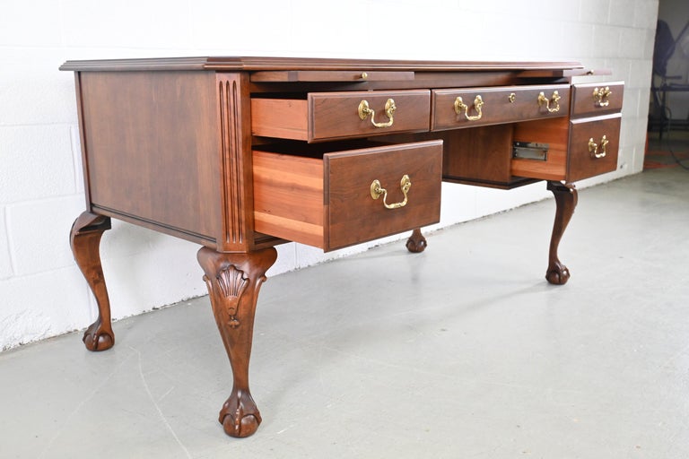 Ethan Allen Furniture Cherry English Style Claw Foot Desk For Sale at