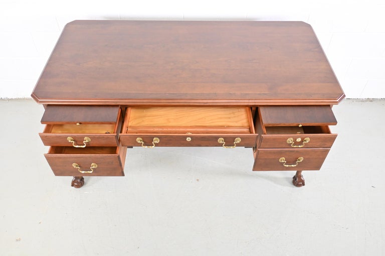 Ethan Allen Furniture Cherry English Style Claw Foot Desk For Sale at