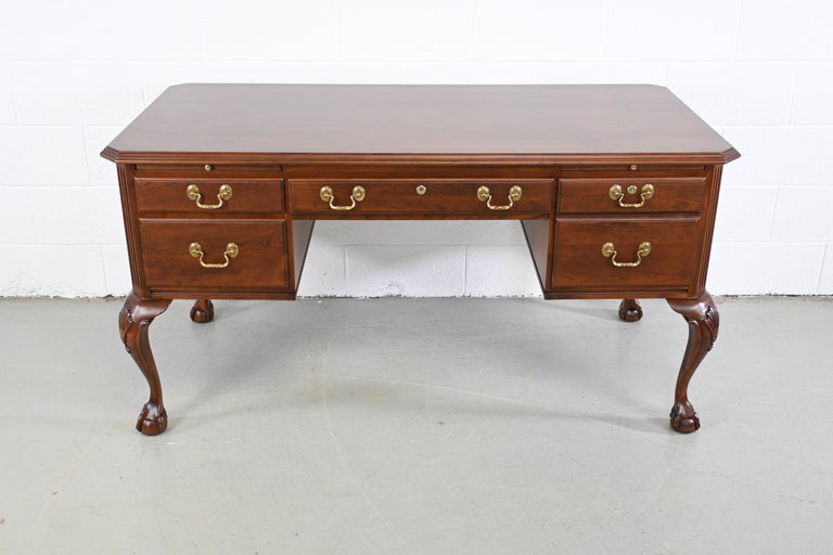 Ethan Allen Furniture Cherry English Style Claw Foot Desk For Sale at