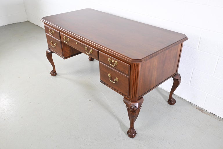 Ethan Allen Furniture Cherry English Style Claw Foot Desk For Sale at