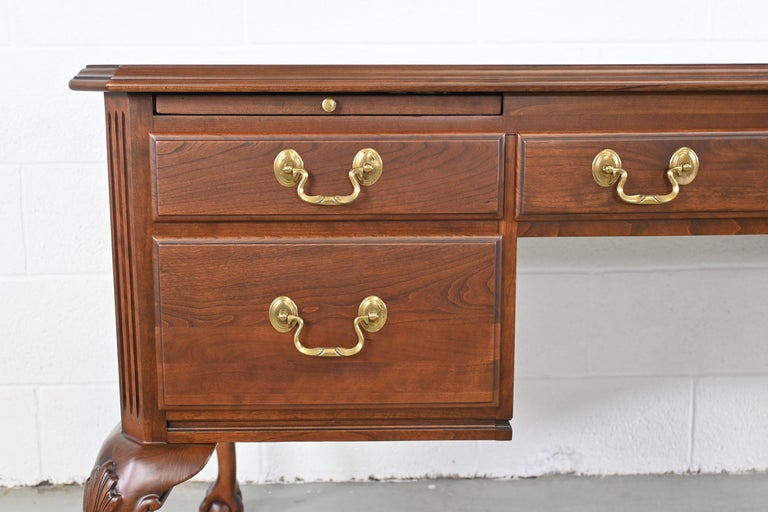 Ethan Allen Furniture Cherry English Style Claw Foot Desk For Sale at