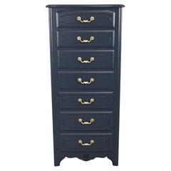 Ethan Allen Furniture French Country Navy Lacquered Lingerie Dresser
