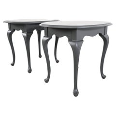 Ethan Allen Furniture Georgian Court Grey Lacquered End or Side Tables, a Pair