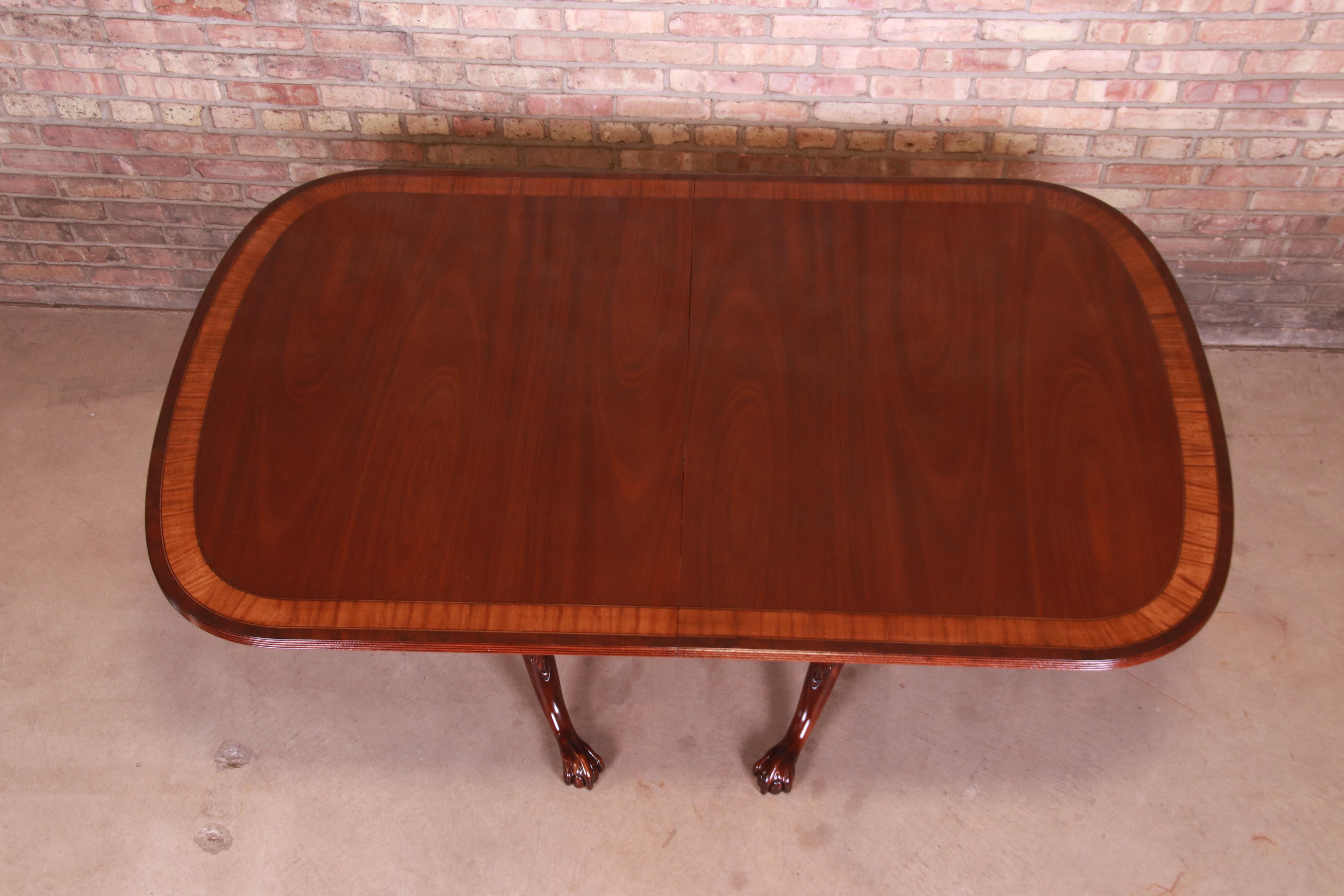 Ethan Allen Georgian Banded Mahogany Double Pedestal Dining Table, Refinished 8