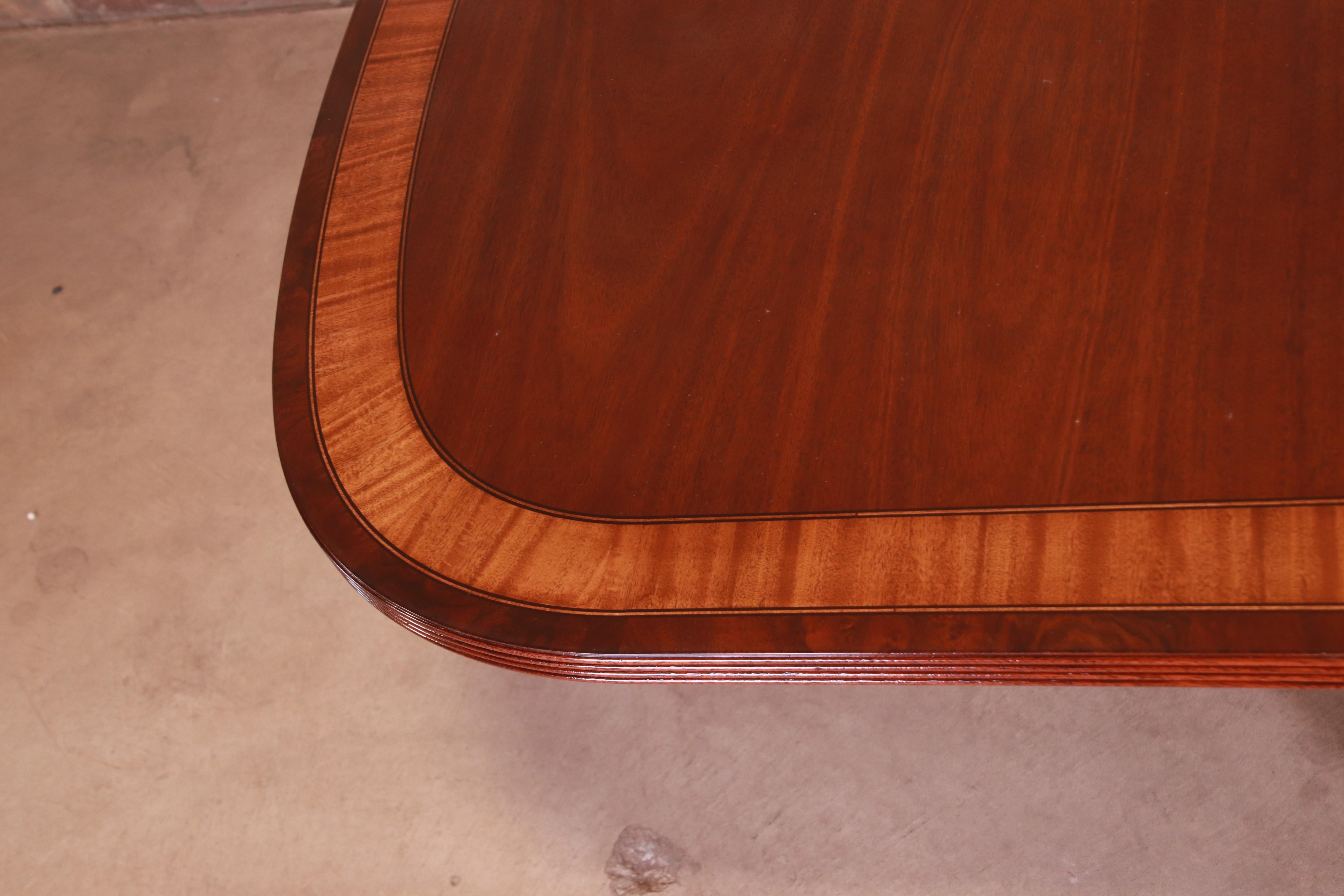 Ethan Allen Georgian Banded Mahogany Double Pedestal Dining Table, Refinished 9