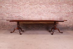 Ethan Allen Georgian Banded Mahogany Double Pedestal Dining Table, Refinished
