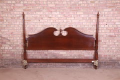 Ethan Allen Georgian Carved Cherry Wood King Size Poster Headboard