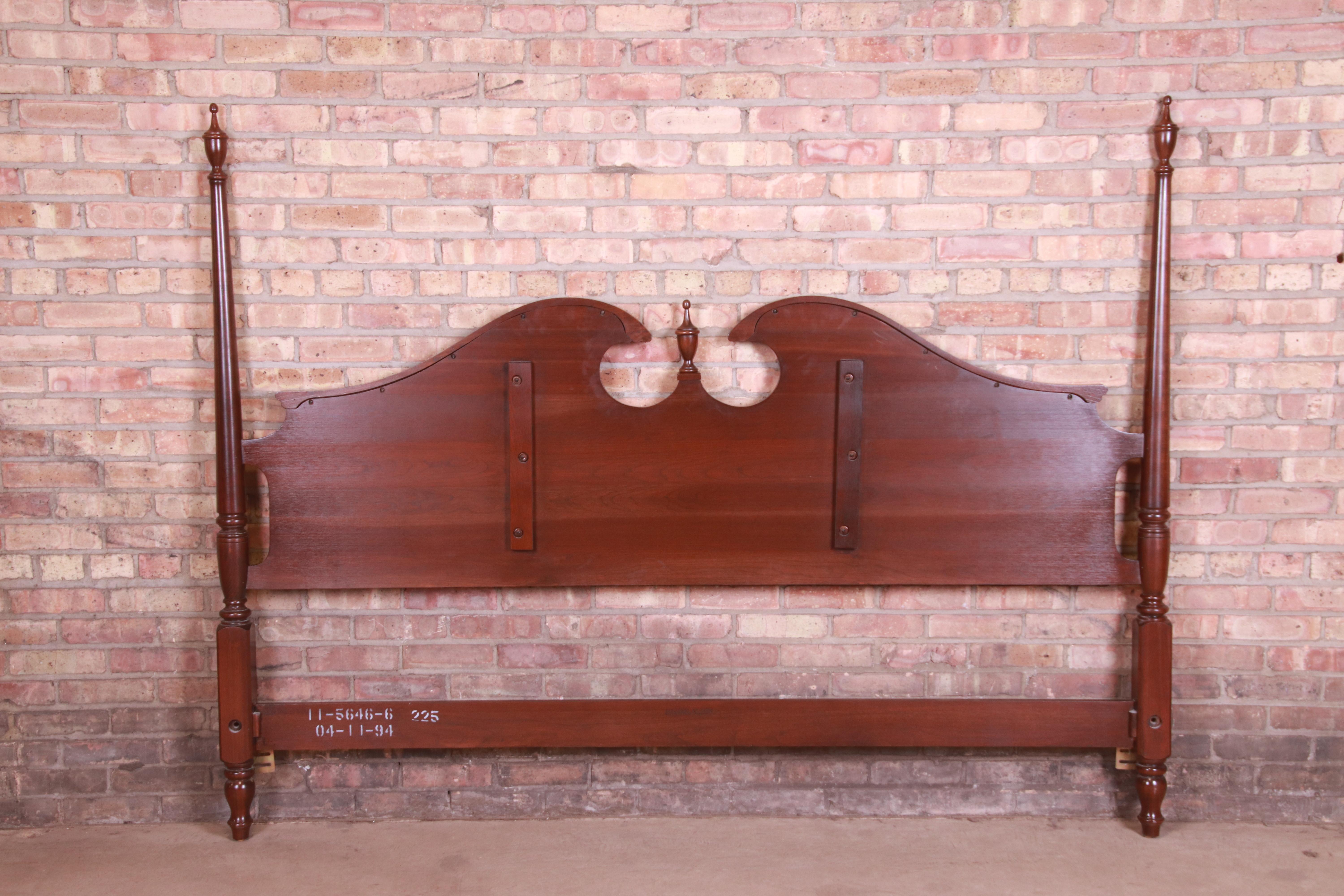 Ethan Allen Georgian Carved Cherry Wood King Size Poster Headboard 1