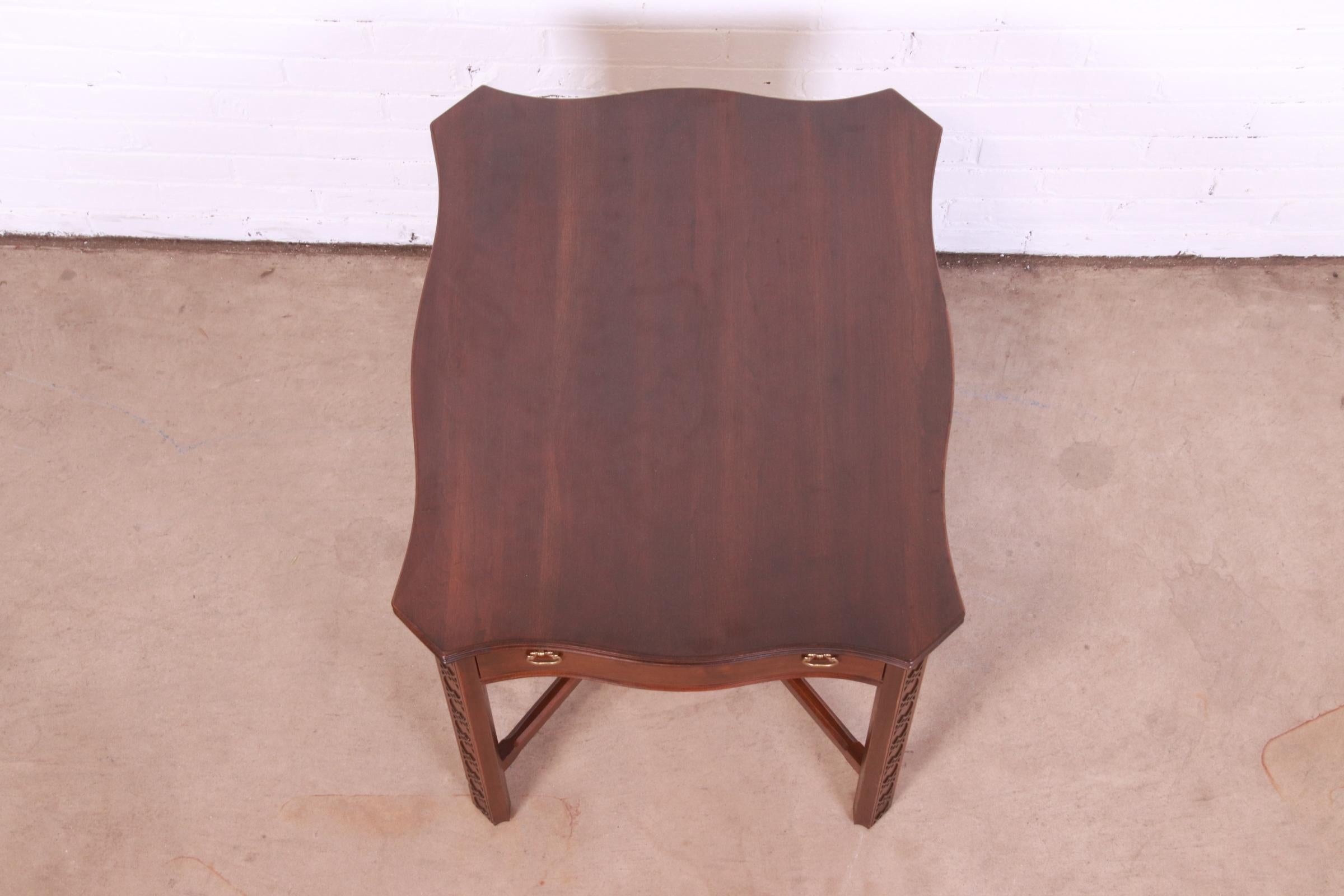 Ethan Allen Georgian Carved Cherry Wood Tea Table or Occasional Side Table 8