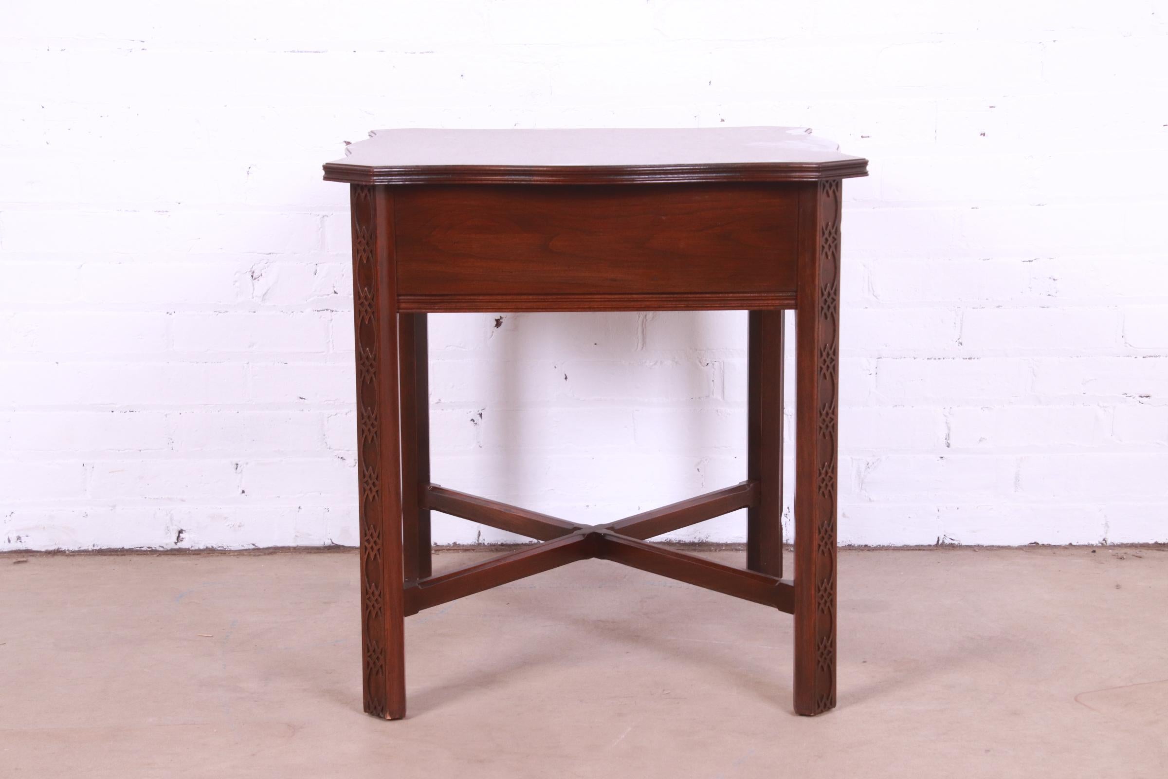 Ethan Allen Georgian Carved Cherry Wood Tea Table or Occasional Side Table 10
