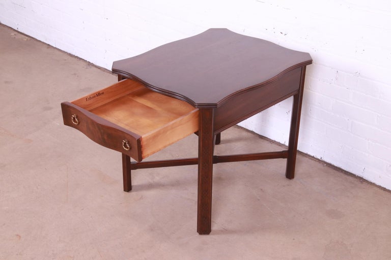 Ethan Allen Carved Cherry Wood Tea Table or Occasional Side