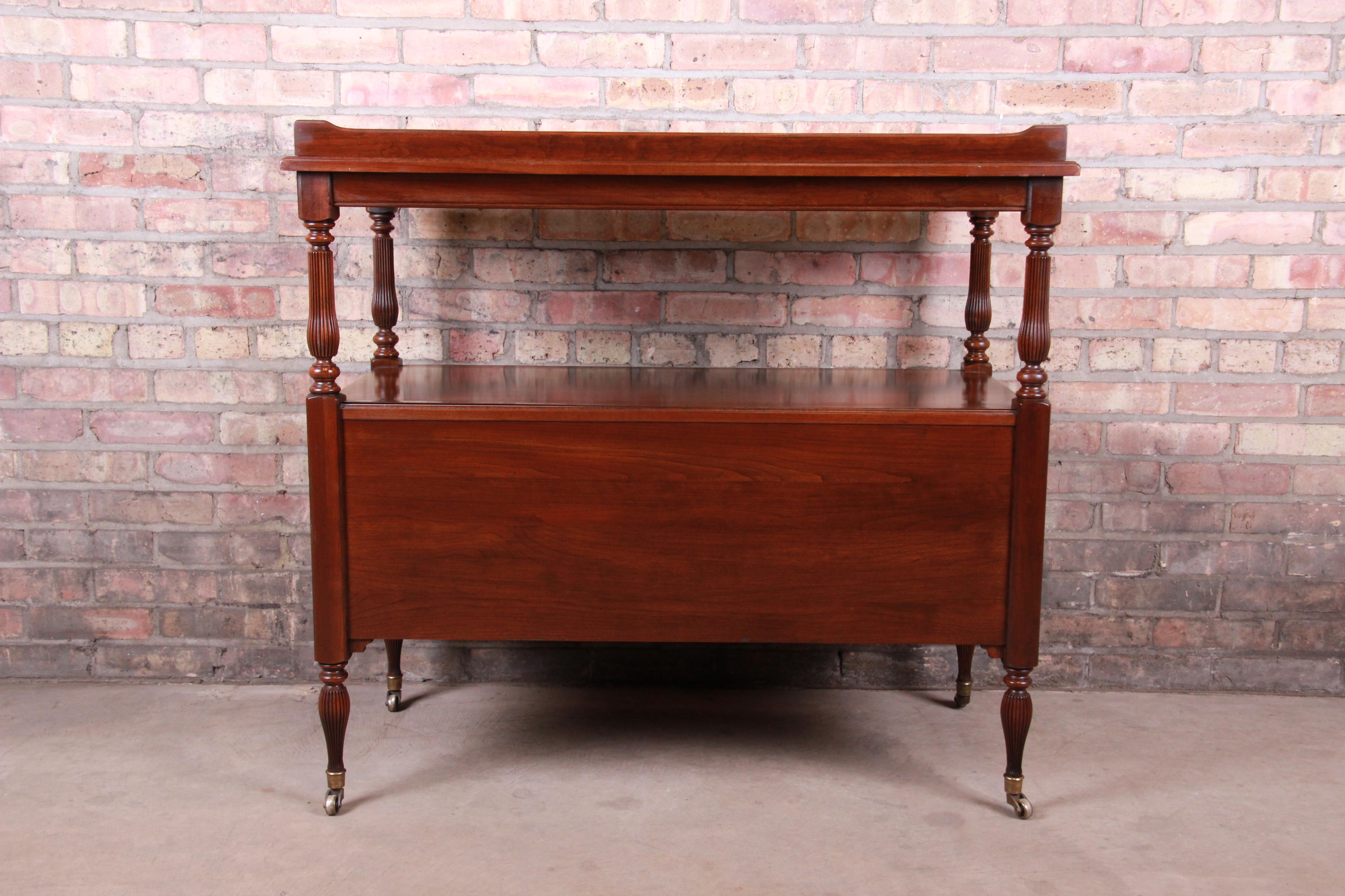 Ethan Allen Georgian Cherry Wood Bar Cart Server 5