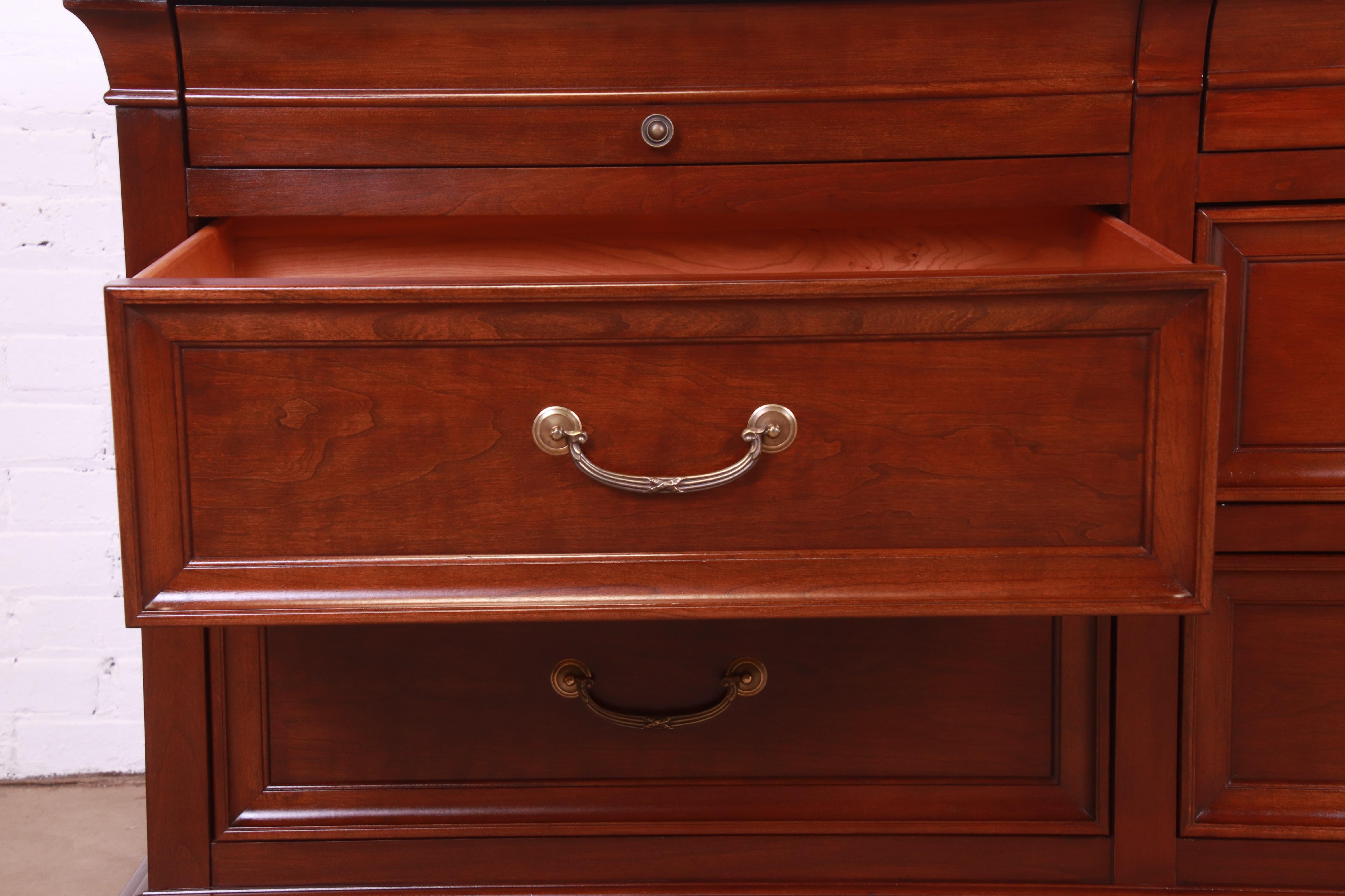 Ethan Allen Georgian Cherry Wood Six-Drawer Dresser or Credenza 2