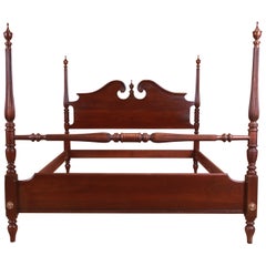 Retro Ethan Allen Georgian Court Collection Mahogany Four Poster Queen Size Bed