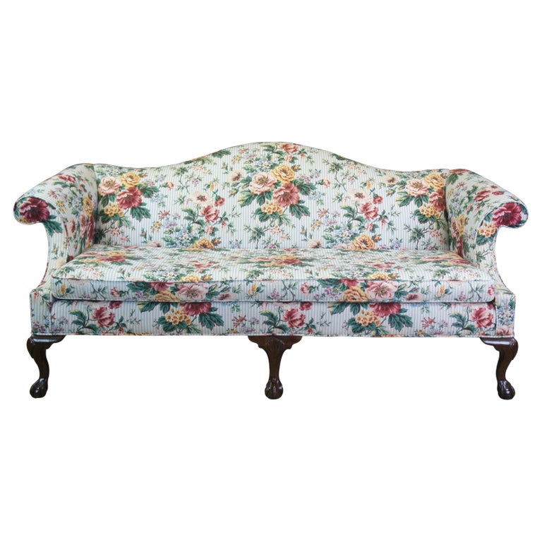 Ethan Allen Court Queen Anne Camelback Sofa Ball and Claw