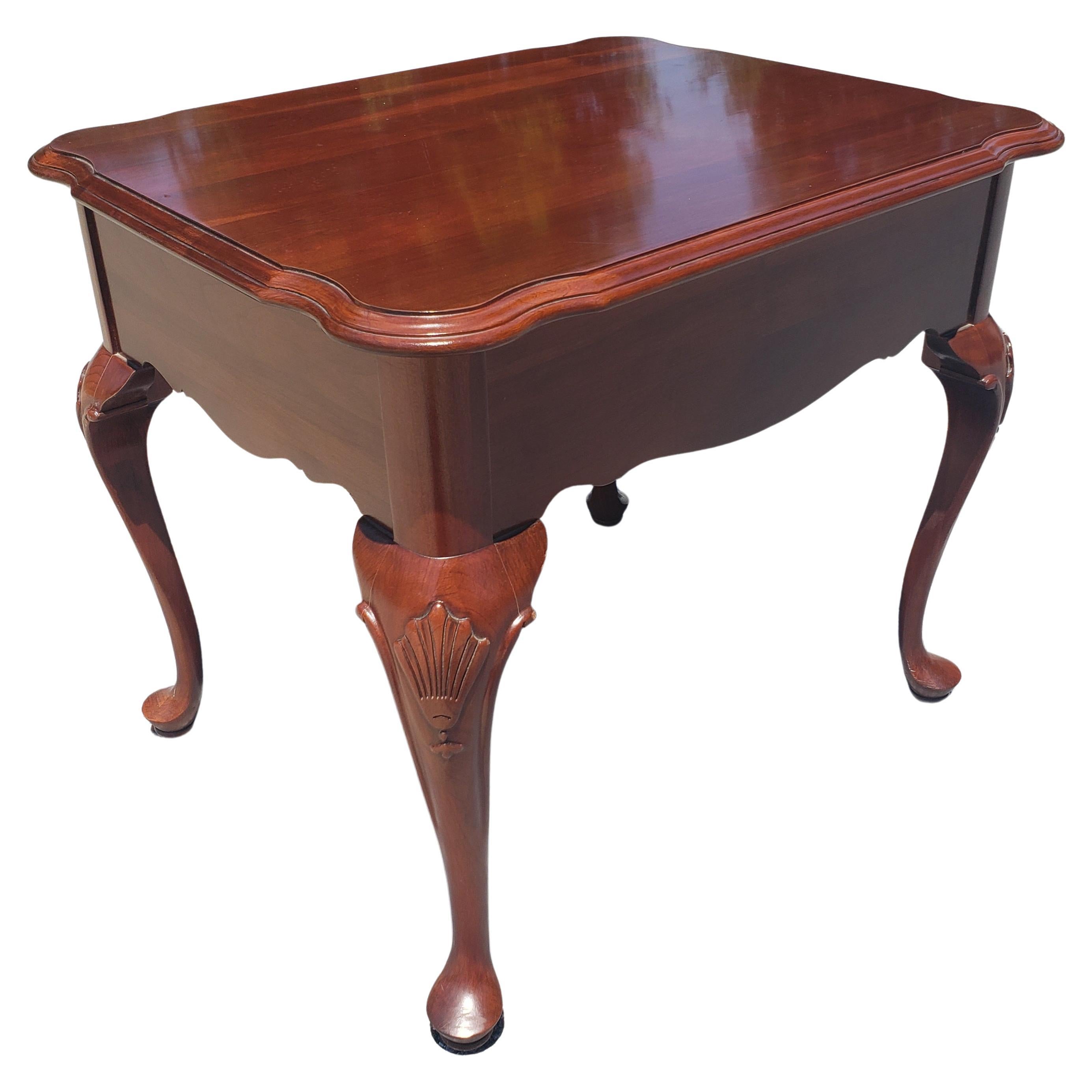 20th Century Ethan Allen Georgian Court Queen Anne Style Cherry Side Table