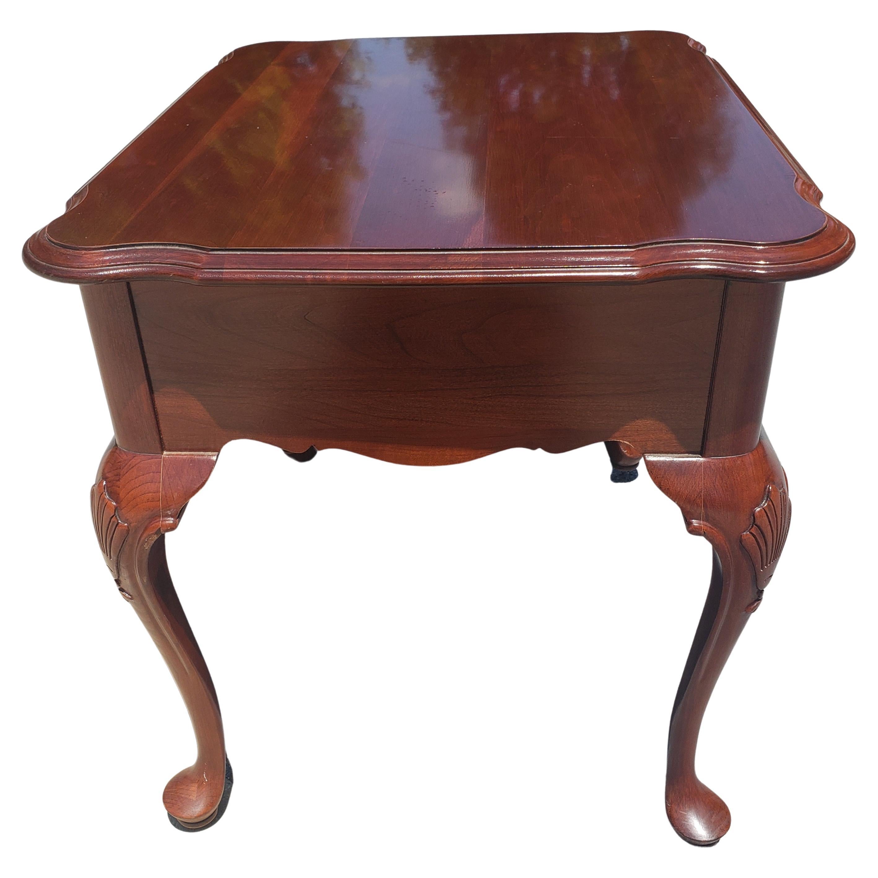 Brass Ethan Allen Georgian Court Queen Anne Style Cherry Side Table