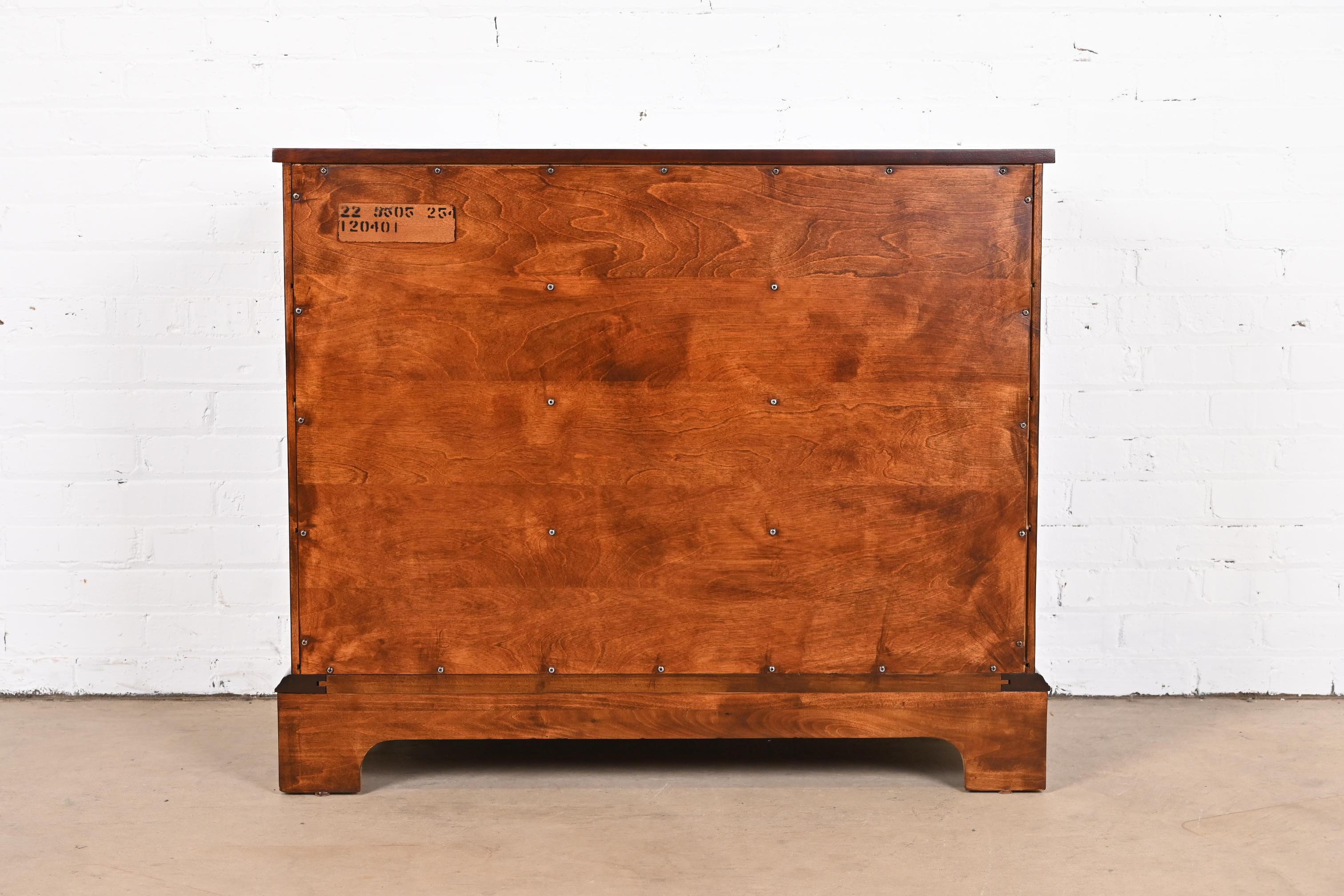 Ethan Allen Georgian Flame Mahogany Bow Front Chest of Drawers, Newly Refinished 9