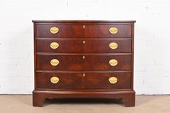 Ethan Allen Georgian Flame Mahogany Bow Front Chest of Drawers, Newly Refinished