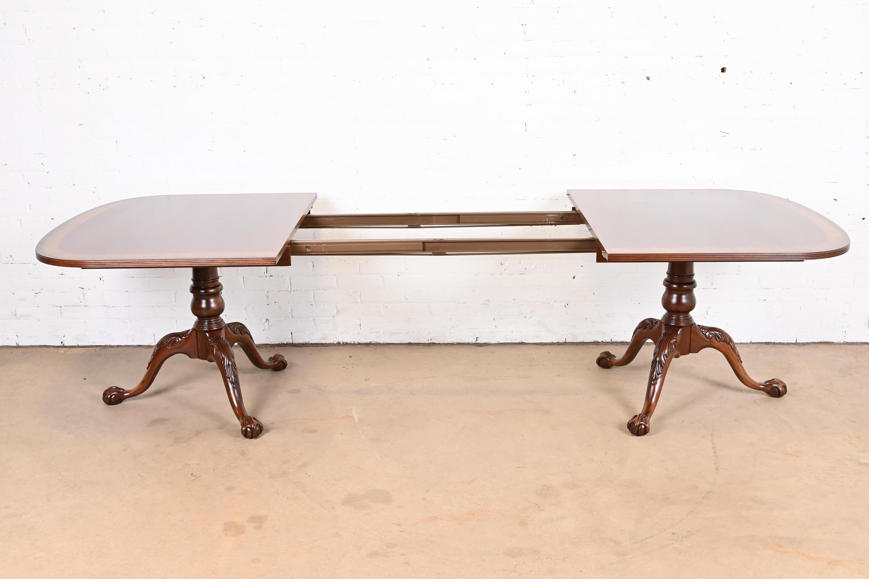 Georgian Mahogany Double Pedestal Dining Table, Newly Refinished 5