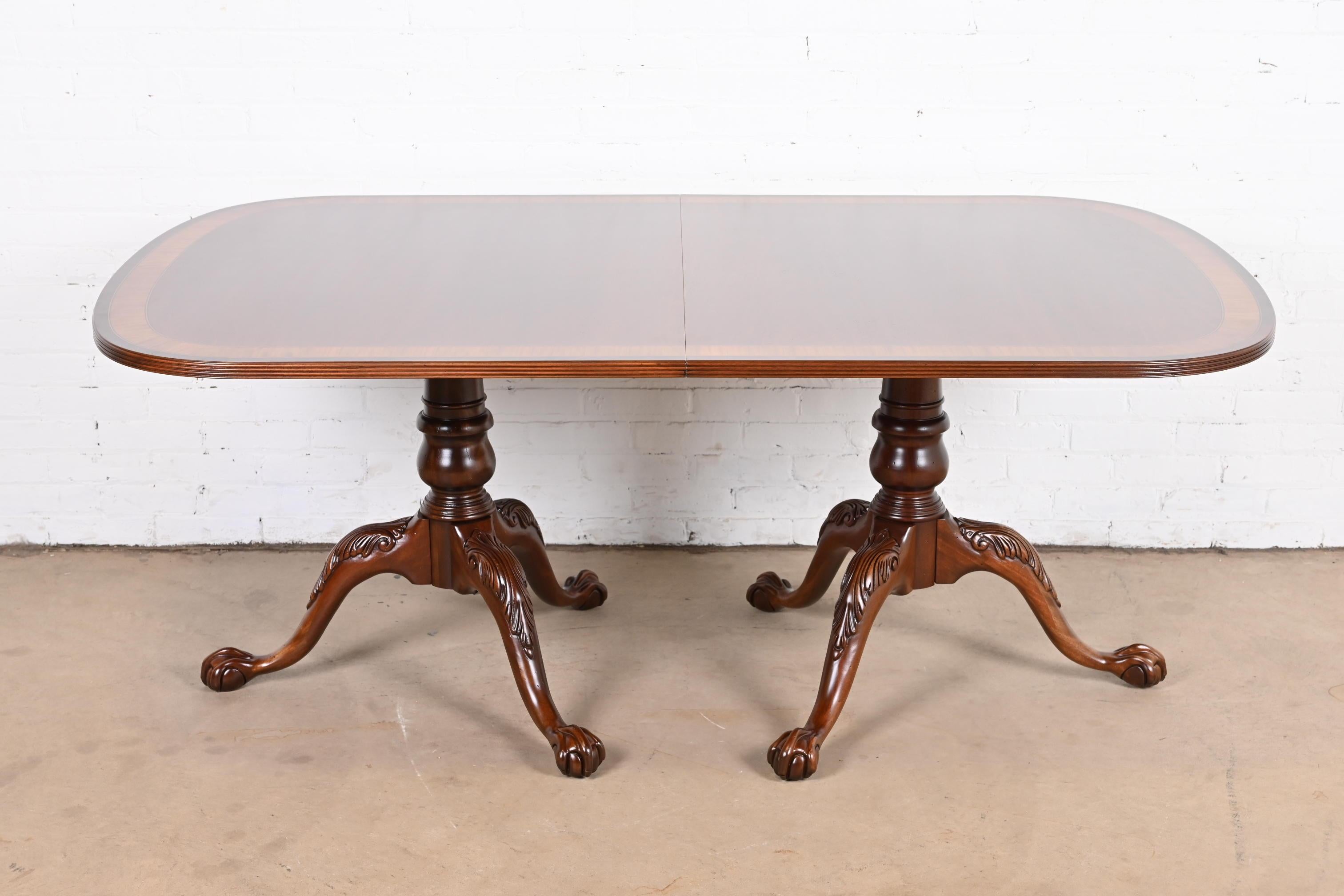 Georgian Mahogany Double Pedestal Dining Table, Newly Refinished 6