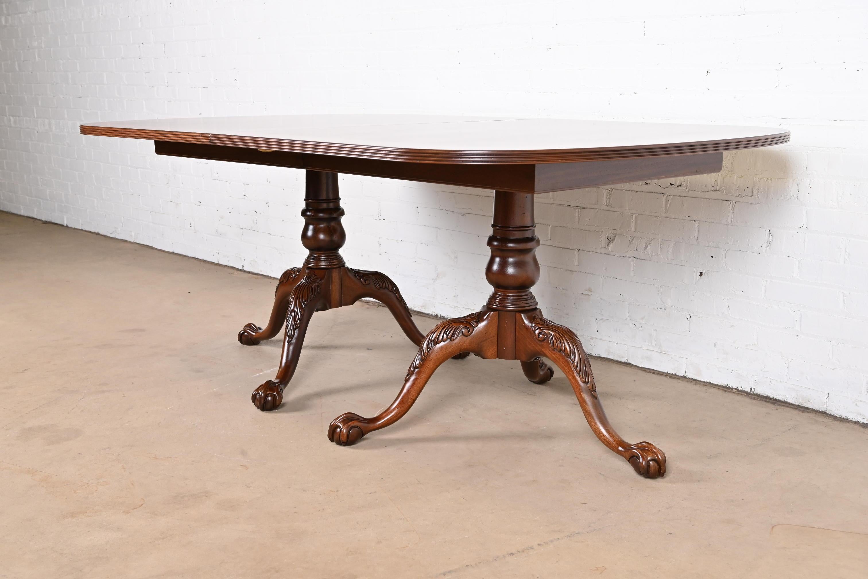Georgian Mahogany Double Pedestal Dining Table, Newly Refinished 9