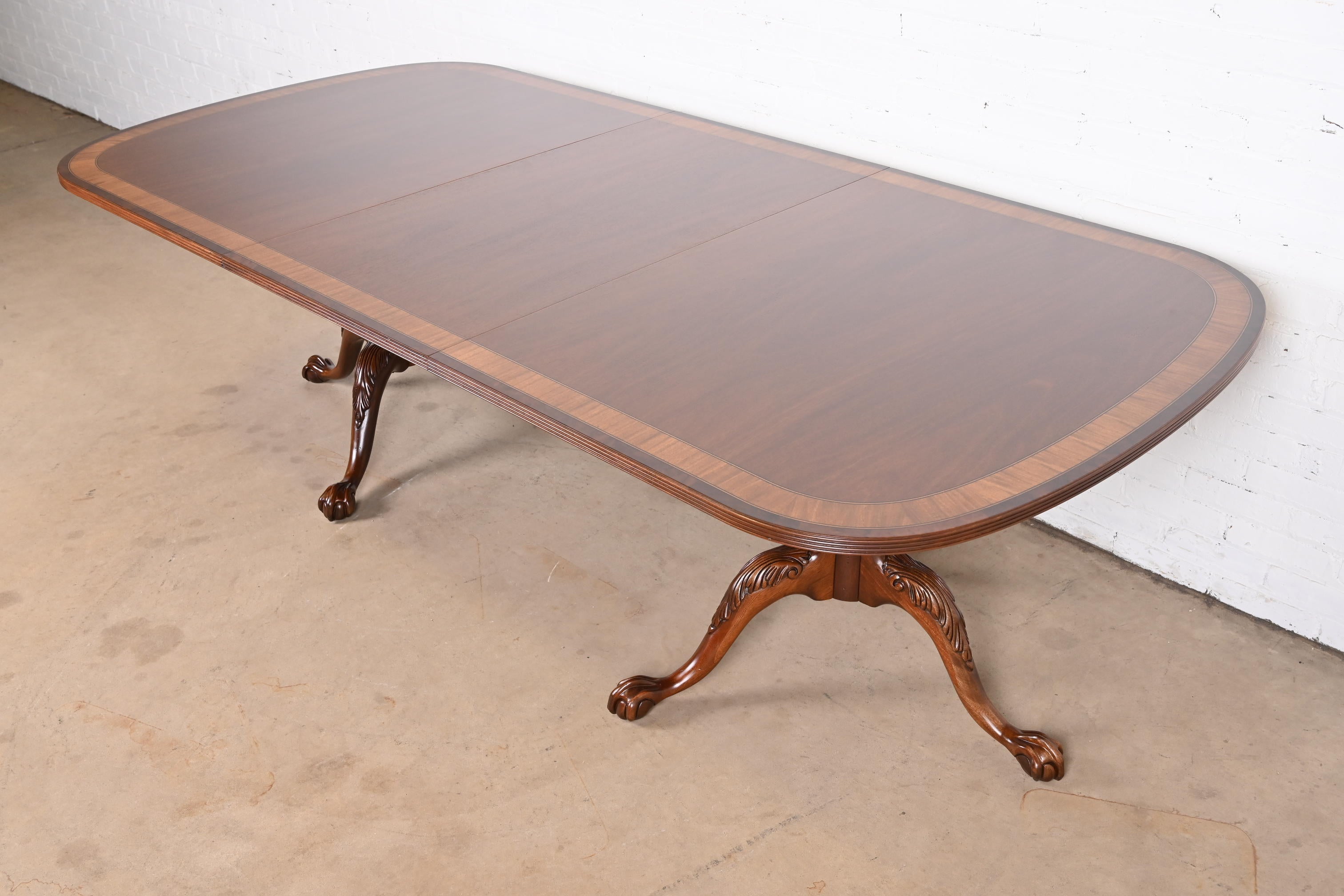 Ethan Allen Mahogany Double Pedestal Dining Table, Newly