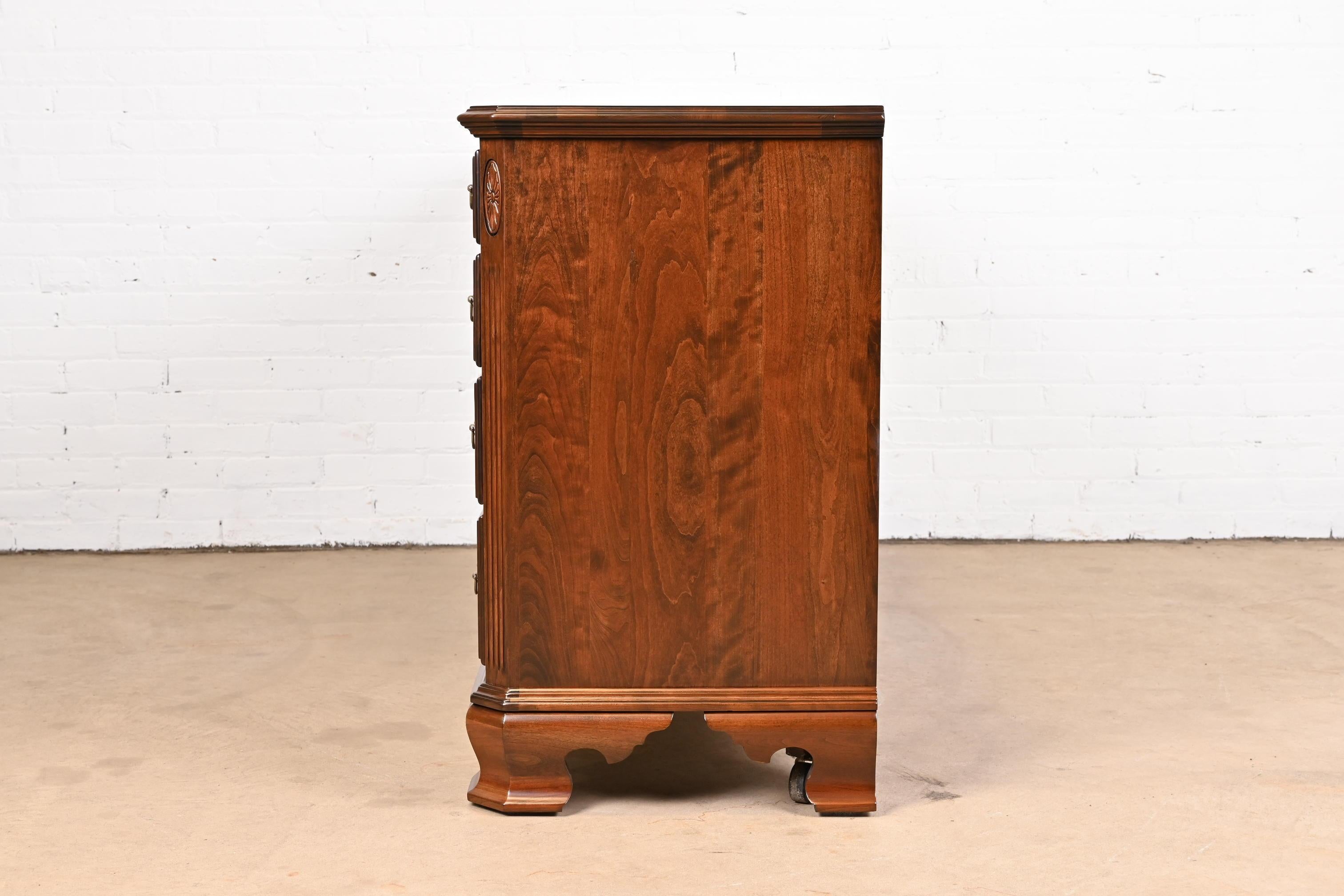 Ethan Allen Georgian Solid Cherry Wood Long Dresser, Newly Refinished 9