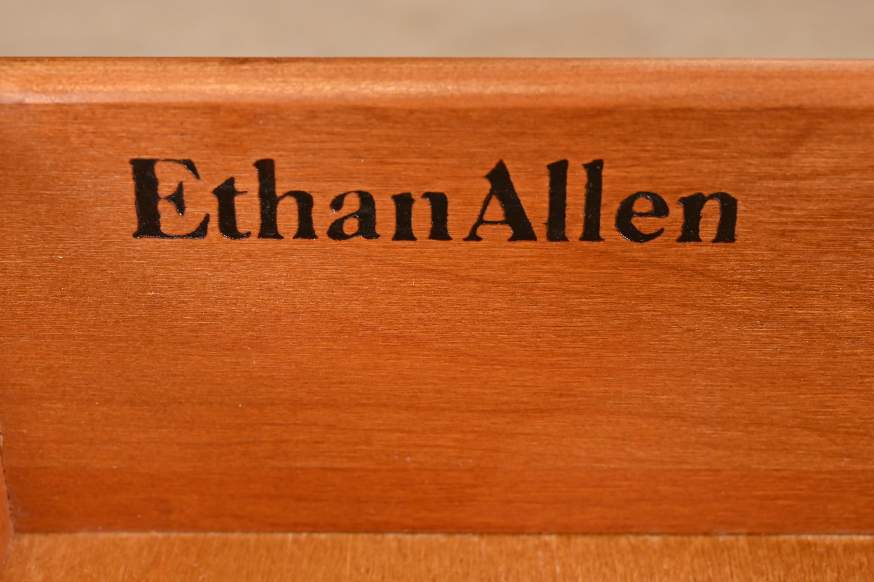 Ethan Allen Georgian Solid Cherry Wood Long Dresser or Credenza 7