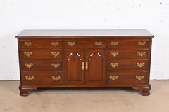 Ethan Allen Georgian Solid Cherry Wood Long Dresser or Credenza
