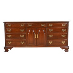 Ethan Allen Georgian Solid Cherry Wood Long Dresser or Credenza