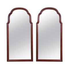 Ethan Allen Georgian Solid Cherry Wood Tall Wall Mirrors, Pair