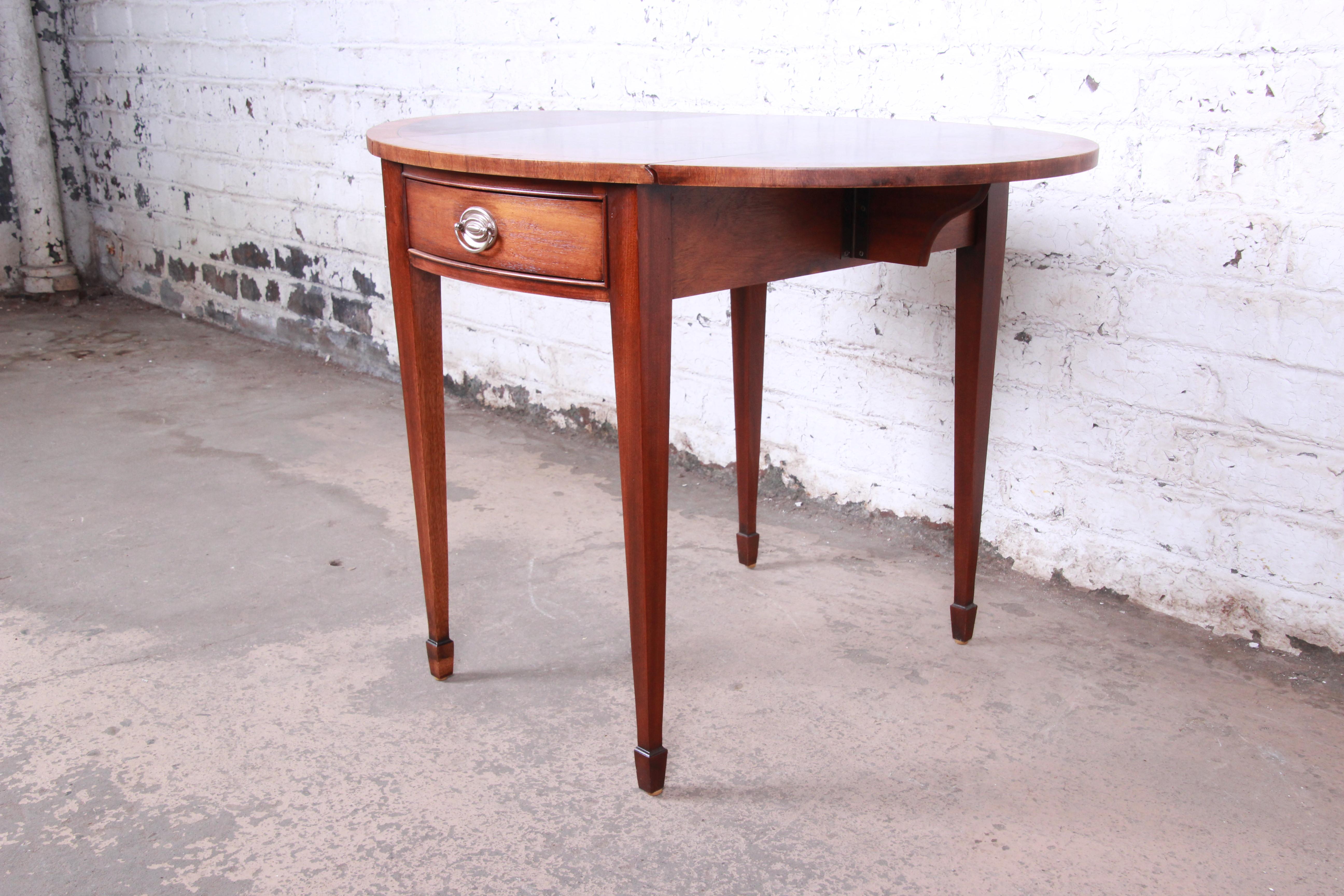 Ethan Allen Georgian Style Banded Mahogany Pembroke Side Table 2