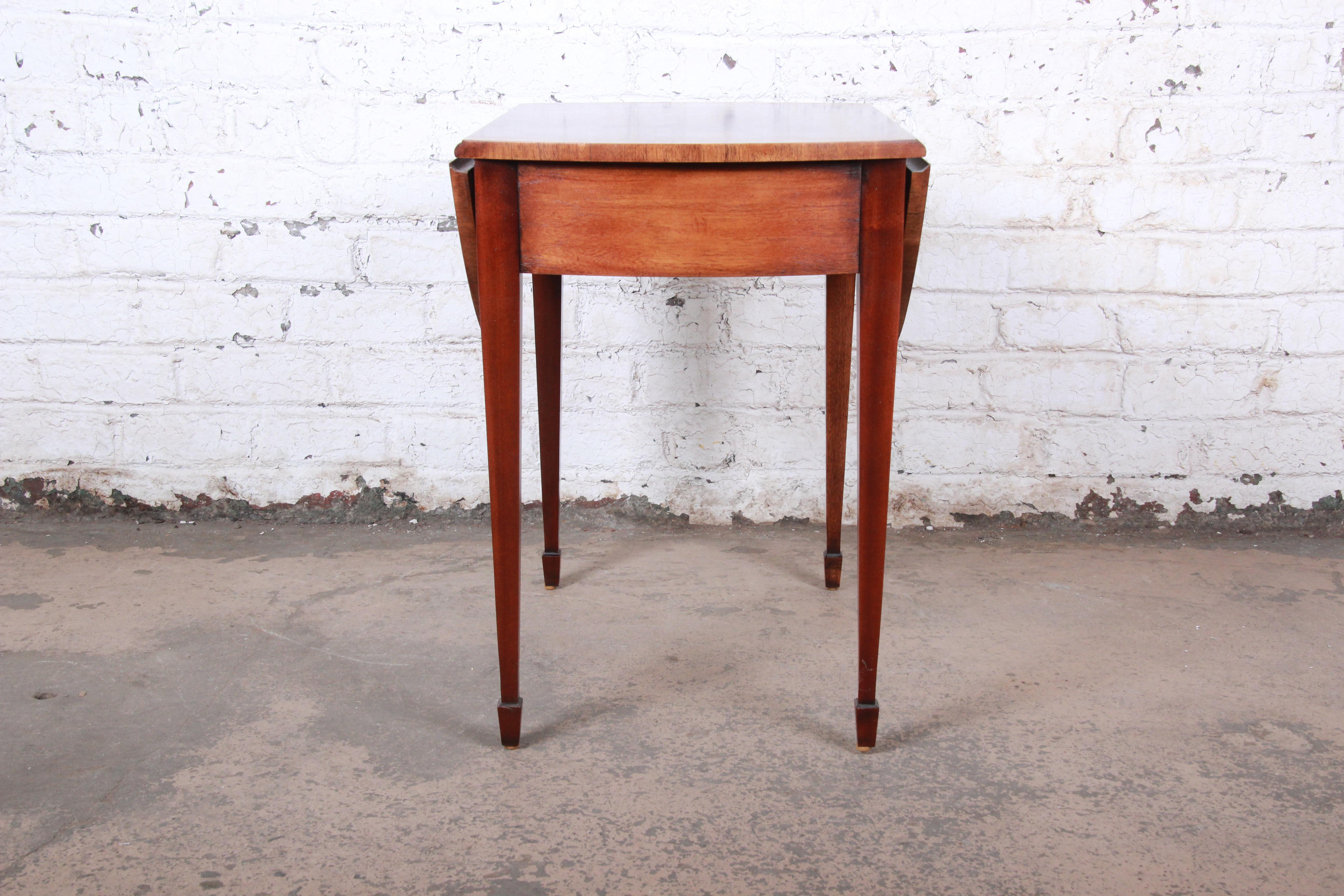 Ethan Allen Georgian Style Banded Mahogany Pembroke Side Table 5