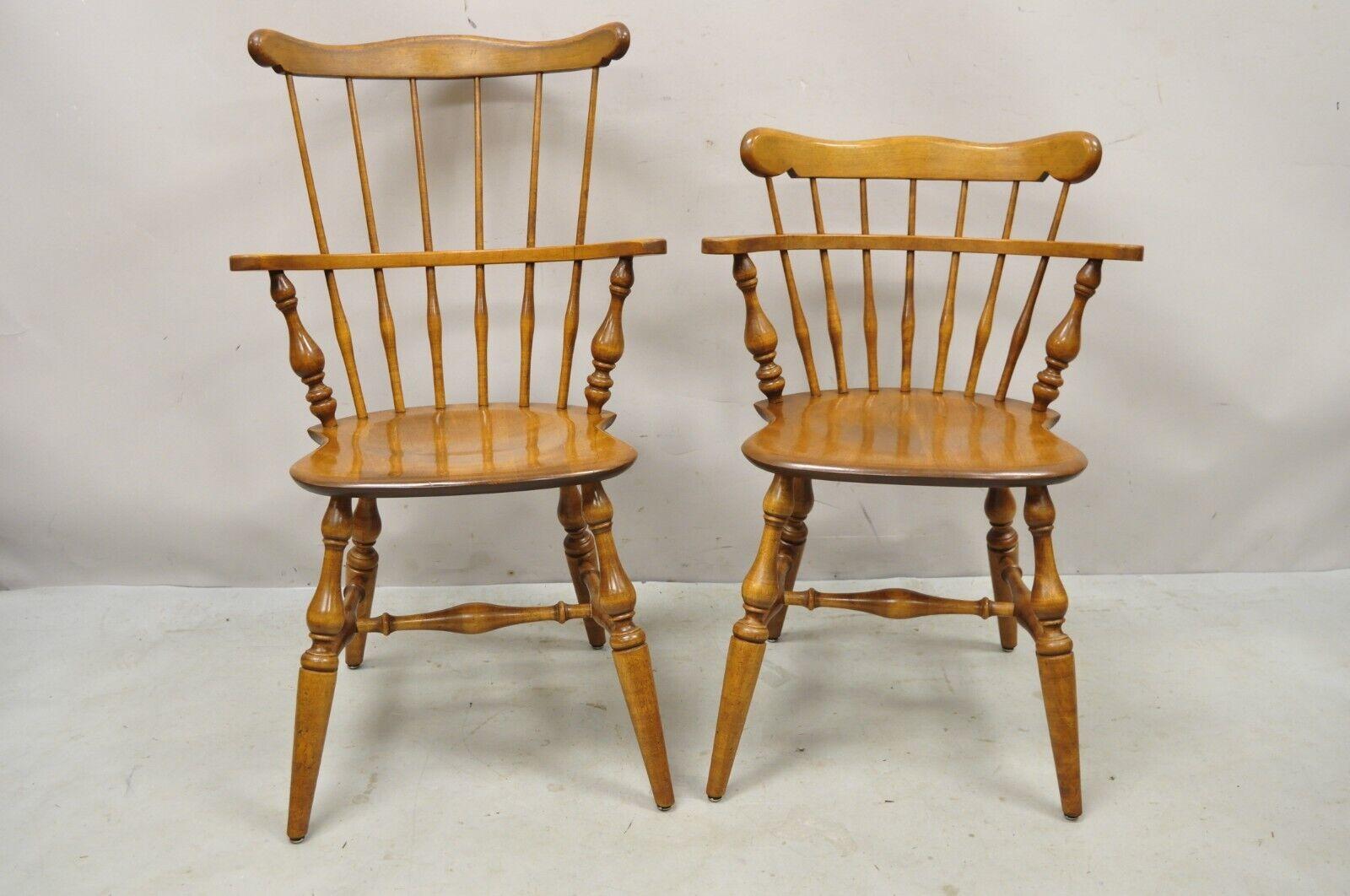 Ethan Allen Heirloom Nutmeg Maple Windsor Comb Back Dining Chairs, Set of 6 3