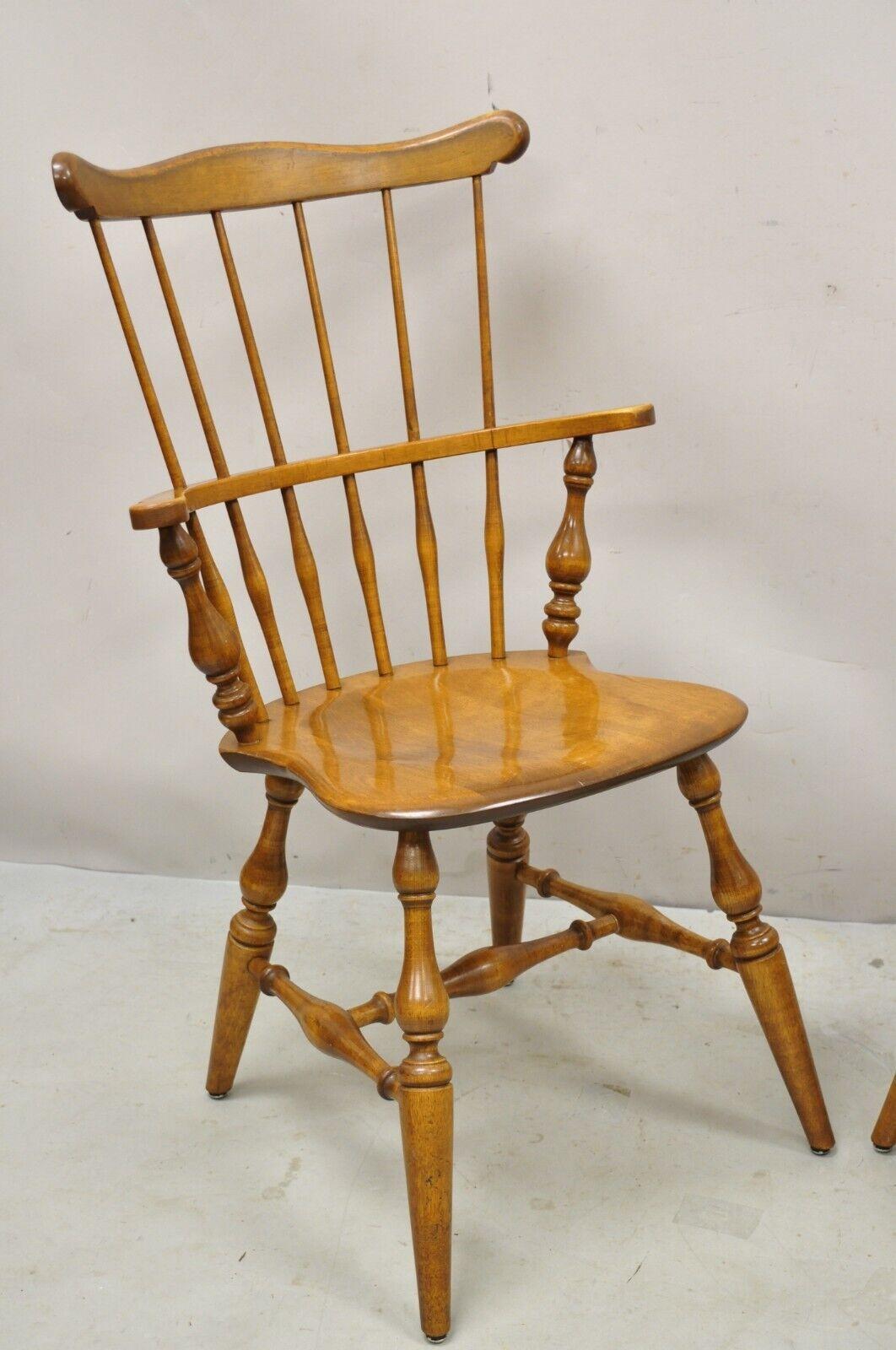 Ethan Allen Heirloom Nutmeg Maple Windsor Comb Back Dining Chairs, Set of 6 4