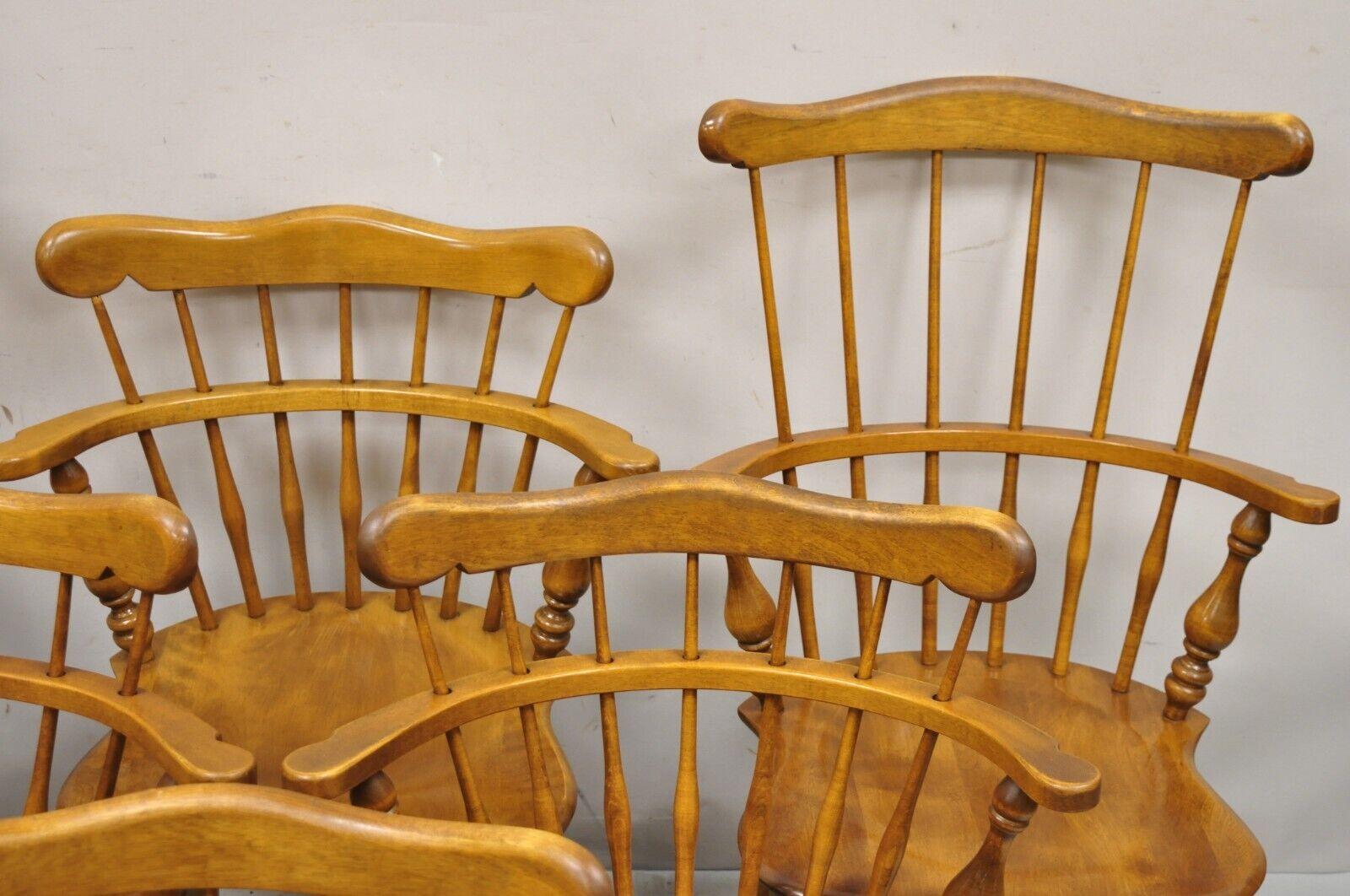 Ethan Allen Heirloom Nutmeg Maple Windsor Comb Back Dining Chairs, Set of 6 5