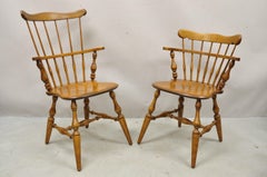Ethan Allen Heirloom Nutmeg Maple Windsor Comb Back Dining Chairs, Set of 6