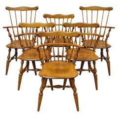 Ethan Allen Heirloom Nutmeg Maple Windsor Comb Back Dining Chairs, Set of 6