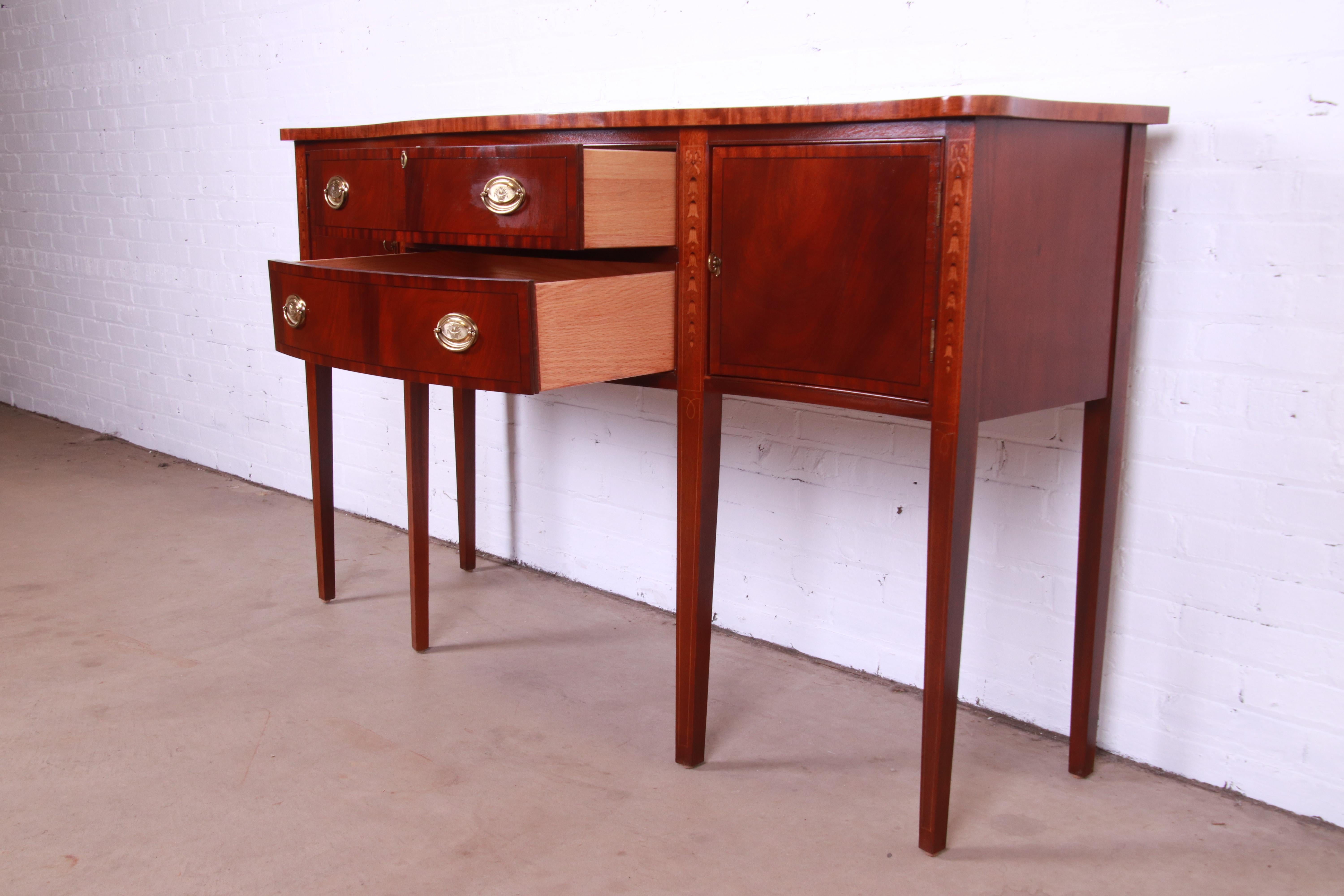 Ethan Allen Hepplewhite Inlaid Mahogany Serpentine Sideboard Credenza 5