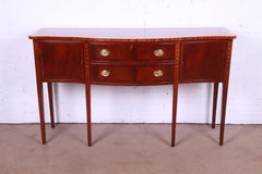 Ethan Allen Hepplewhite Inlaid Mahogany Serpentine Sideboard Credenza