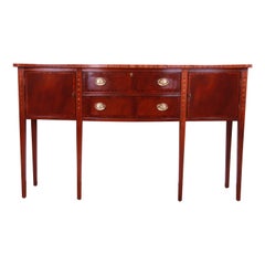 Ethan Allen Hepplewhite Inlaid Mahogany Serpentine Sideboard Credenza