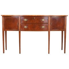 Ethan Allen Hepplewhite Inlaid Mahogany Serpentine Sideboard Credenza