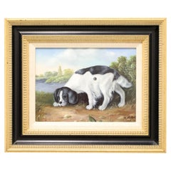 Vintage ETHAN ALLEN Home Collection Oil on Canvas Painting- Spaniel Dog-Signed K. Rafael