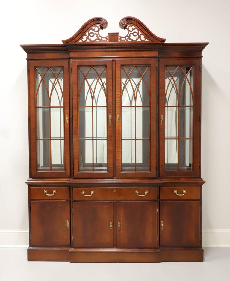 ETHAN ALLEN Inlaid Mahogany 18th Century Collection Breakfront China Cabinet  at 1stDibs